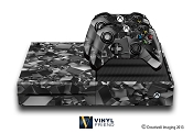 E-SKINS Xbox One gaming console skin 3d cubes pattern black and white decals