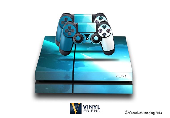 E-SKINS Play Station 4 (ps4) gaming console skin light streak 2 blue sky decals